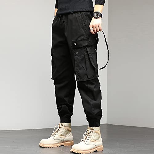 Muška labava pamuk plus veličine džep čvrste elastične struke hlače u cjelokupnim hlačama Iron CO Hlače ravno noga