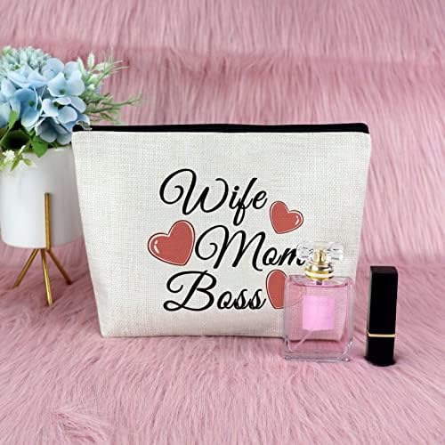 Sfodiary Thank You Gift for Mom Boos Makeup Bag Gift For Wife mama Boss Anniversary Birthday Gift
