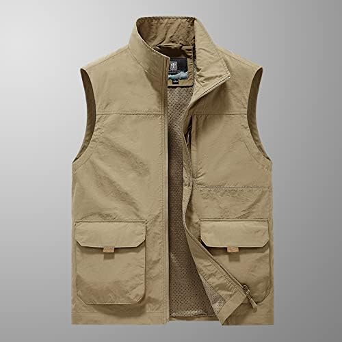 Muška jakna prsluka Modni čvrsti Zip postolje ovratnik bez rukava na rukavu Sport Casual Plus size Cisterne za radne odjeće