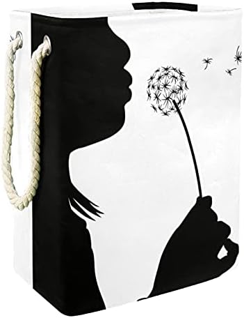 Djevojka sa bandelijom silueta crna bijela velika rublja s rublja s jednostavnom ručicom, vodootporna košara za pranje rublja za odlaganje kante za djecu Kućni organizator