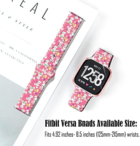 Oocase Floral Decor trake za sat kompatibilne za Fitbit Versa 2 / Fitbit Versa / Fitbit Versa SE/Fitbit Versa Lite trake za žene i muškarce, meke silikonske šarene karirane trake