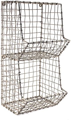 Kolonijalna limena djela Mini rustikalna žica Općenito trgovina zidnom kanticom, siva, 7½ w x 7 d x 16 t