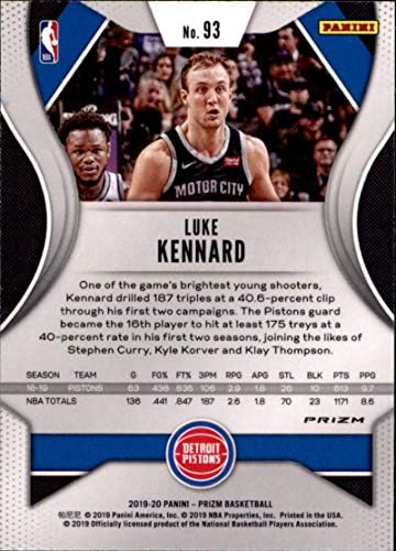 2019-20 Panini Prizm Prizms Crveno bijelo i plavo # 93 Luke Kennard Detroit Klistonte NBA košarkaška trgovačka kartica
