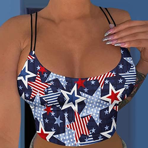 Ženska američka zastava Camisole Centers Ljeto Square Crsten bez rukava bez rukava Sexy Slim Fit Basic
