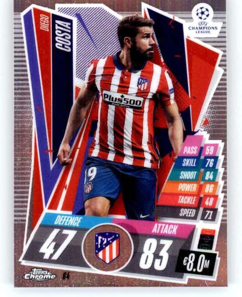 2020-21 TOPPS Chrome Match Attax Uefa Ucl League 64 Diego Costa Atletico Madrid Soccer Trading