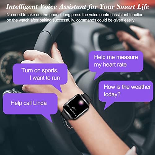 Smart Watch za muškarce, AI glasovne kontrole, 1,85 dodirni ekran za fitnes Tracker sa srčanim zatvaračem krvi kisik monitor, 5atm vodootporan SmartWatch za Android iPhone, crni
