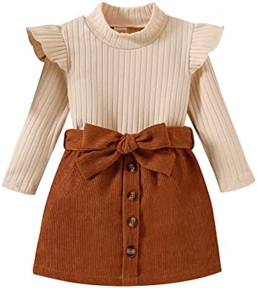 Kaipiclos Toddler Baby Girl Suknja Outfit Solid Boja dugih rukava Turtleneck Plint džemper + mini suknja