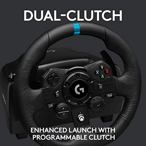 Logitech G923 trkaći točak i pedale za Xbox X|s, Xbox One i PC sa TRUEFORCE povratnom spregom sile do 1000 Hz, pedalom koja reaguje, kontrolom pokretanja sa dvostrukim kvačilom i poklopcem točkova od prave kože