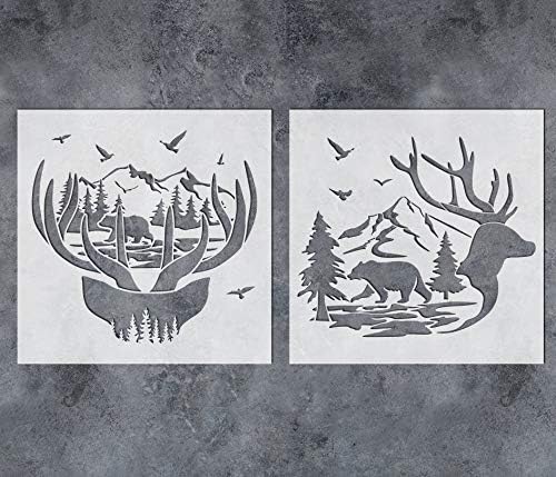 GSS Designs šablon za jelene planinskog šumskog medvjeda-šablone za višekratnu upotrebu životinja za farbanje