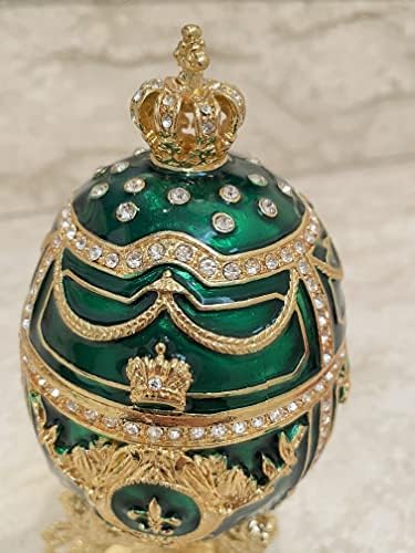 Veliki smaragdni zeleni fabergé jaje 24kgold 4ct kolekcionari jaja ruska nakit kutija Faberge jaje haljina ruka