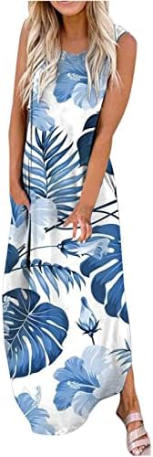 Lcziwo ljetna haljina za žene Casual labava Maxi haljina za zabavu na plaži bez cvjetnog printa dugi sarafan