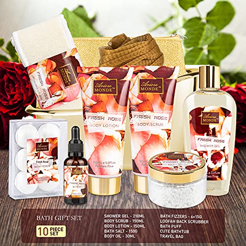 ArioseMonde rođendanski set za kupanje poklon za žene, snop magnolije i mirisa svježe ruže poklon korpa za kupanje za majku